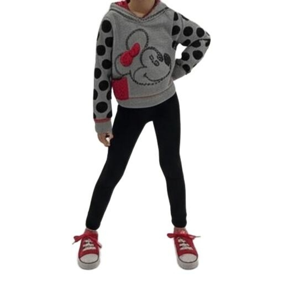 DISNEY Grey Black Polka Dot with Sequin Minnie Mouse Hoodie Girls‎ Size 4T